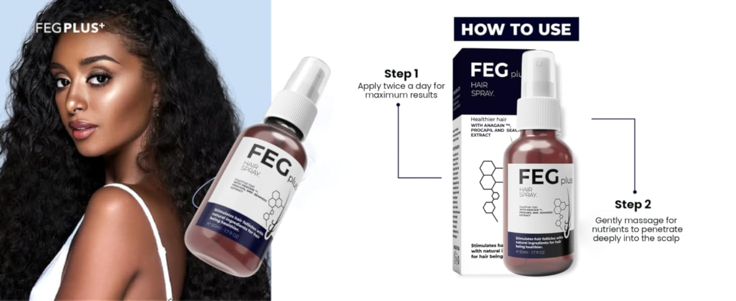 FEGPLUS Hair & Beard Growth Serum 50ml - 22% Seaweed Extract For Hair Loss Control & Hair Growth In Men & Women, Boost Thicker Beard & Hair,...