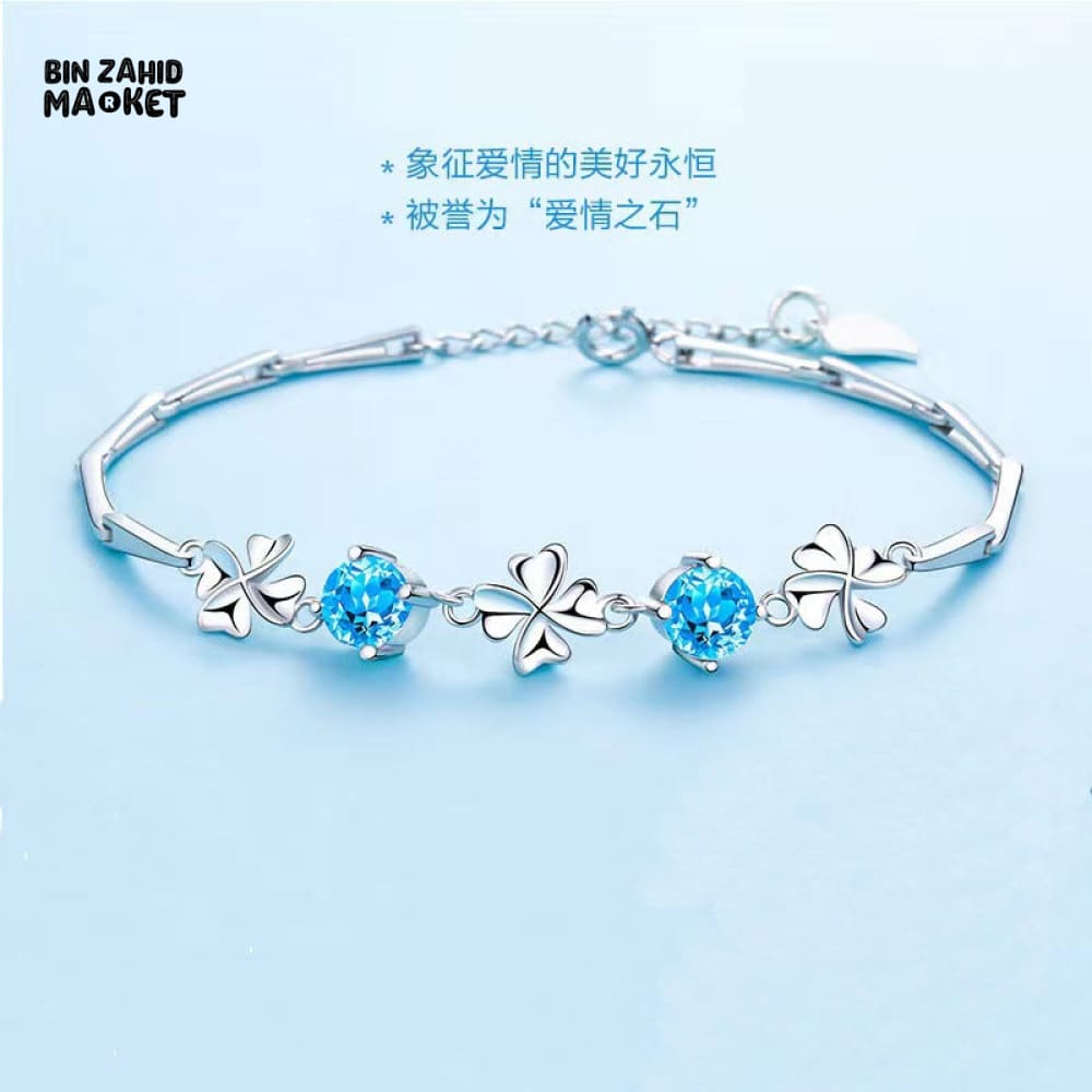 STERLING SILVER ZIRCONIA GOOD LUCK CHARMS BRACELET