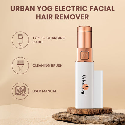 Electric Facial Hair Remover for Women, Quick 60-Minute Charge, 100-Minute Runtime, Stainless Steel Blade, Painless Hair Removal for Upper Lip, Chin, Eyebrows & Cheeks, Compact & Portable