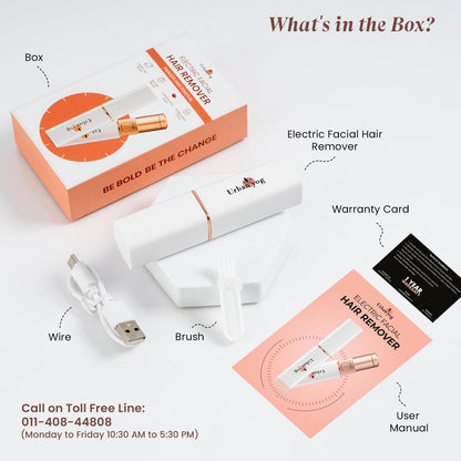 Electric Facial Hair Remover for Women, Quick 60-Minute Charge, 100-Minute Runtime, Stainless Steel Blade, Painless Hair Removal for Upper Lip, Chin, Eyebrows & Cheeks, Compact & Portable