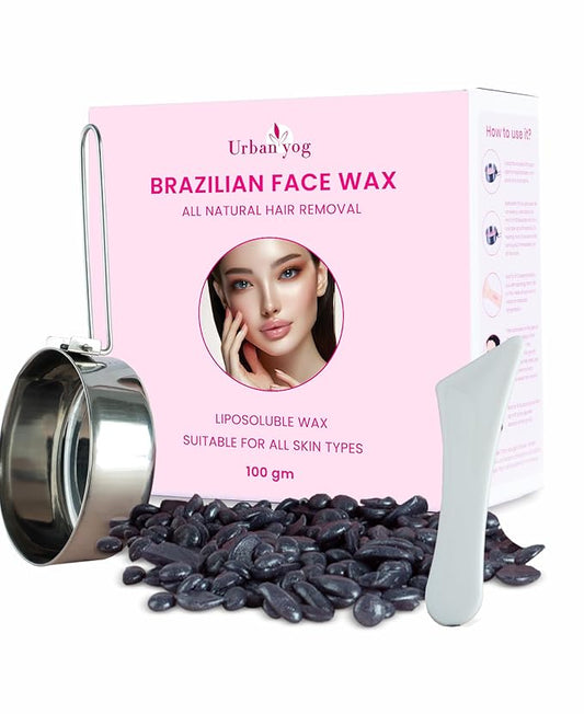 Urban Yog Brazilian Beans Wax, Face Wax Refill Pack (100 g) | Stripless Bean Wax for Face Hair Removal | Liposoluble Brazilian Wax for Women | Upper Lip & Katori Wax for All Skin Types