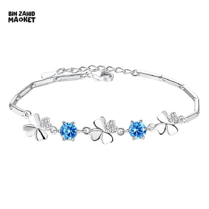 STERLING SILVER ZIRCONIA GOOD LUCK CHARMS BRACELET