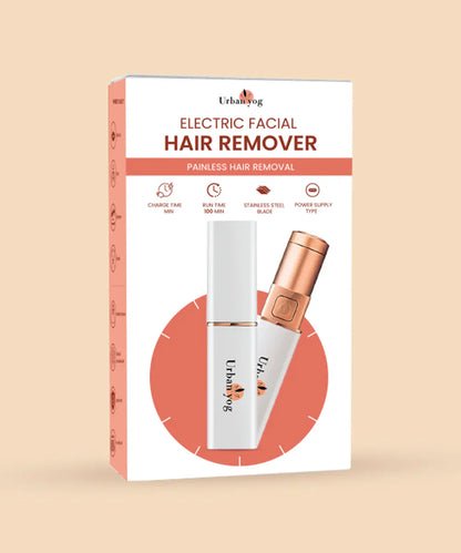 Electric Facial Hair Remover for Women, Quick 60-Minute Charge, 100-Minute Runtime, Stainless Steel Blade, Painless Hair Removal for Upper Lip, Chin, Eyebrows & Cheeks, Compact & Portable